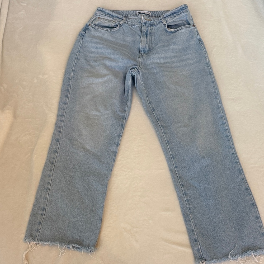 Zara Light Blue Straight Leg Jeans